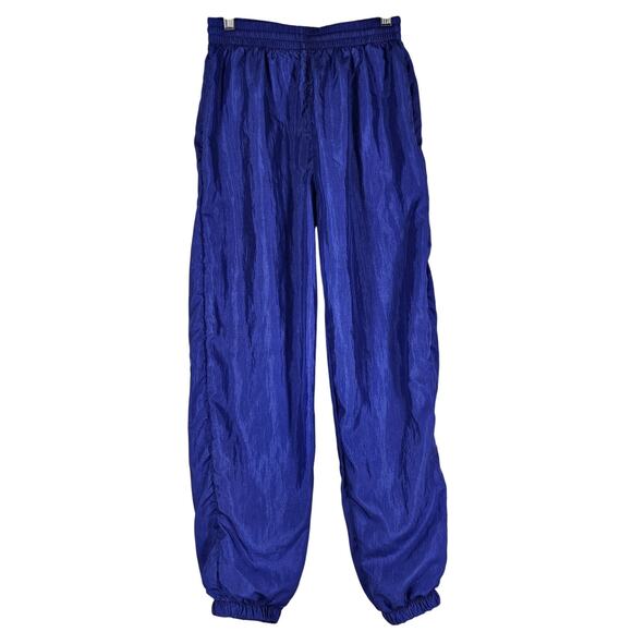 VINTAGE WOMEN'S 100% NYLON BLUE JOGGER PANTS RN 78614 SIZE PM - Picture 1 of 9